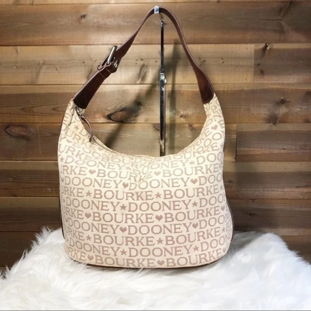 Dooney & Bourke Signature Cream Canvas Hobo Bag